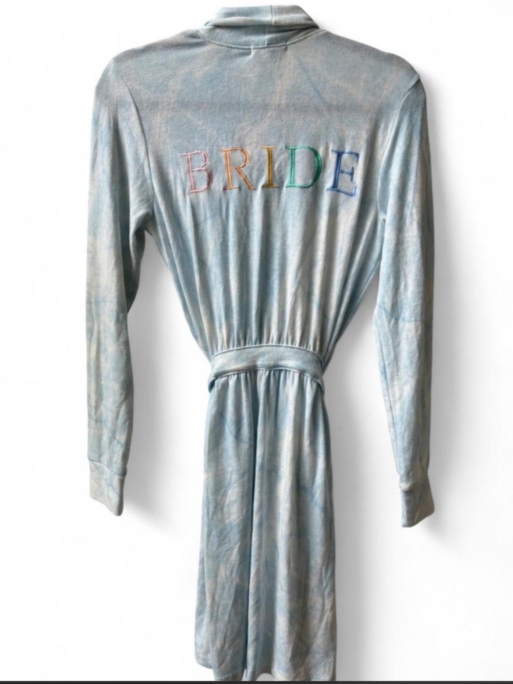 NWT PJ Salvage Bride Embroidered Light Blue soft Robe waist tie bachelorette XS